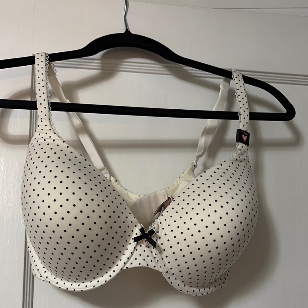 Victoria's Secret White and Black Polka Dot Bra Full Coverage